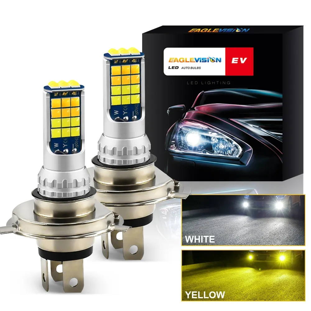 1 Pair Aluminum Car V6 High-brightness Dual-color Fog Lamp Car