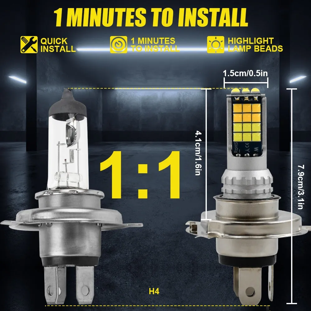 1 Pair Aluminum Car V6 High-brightness Dual-color Fog Lamp Car