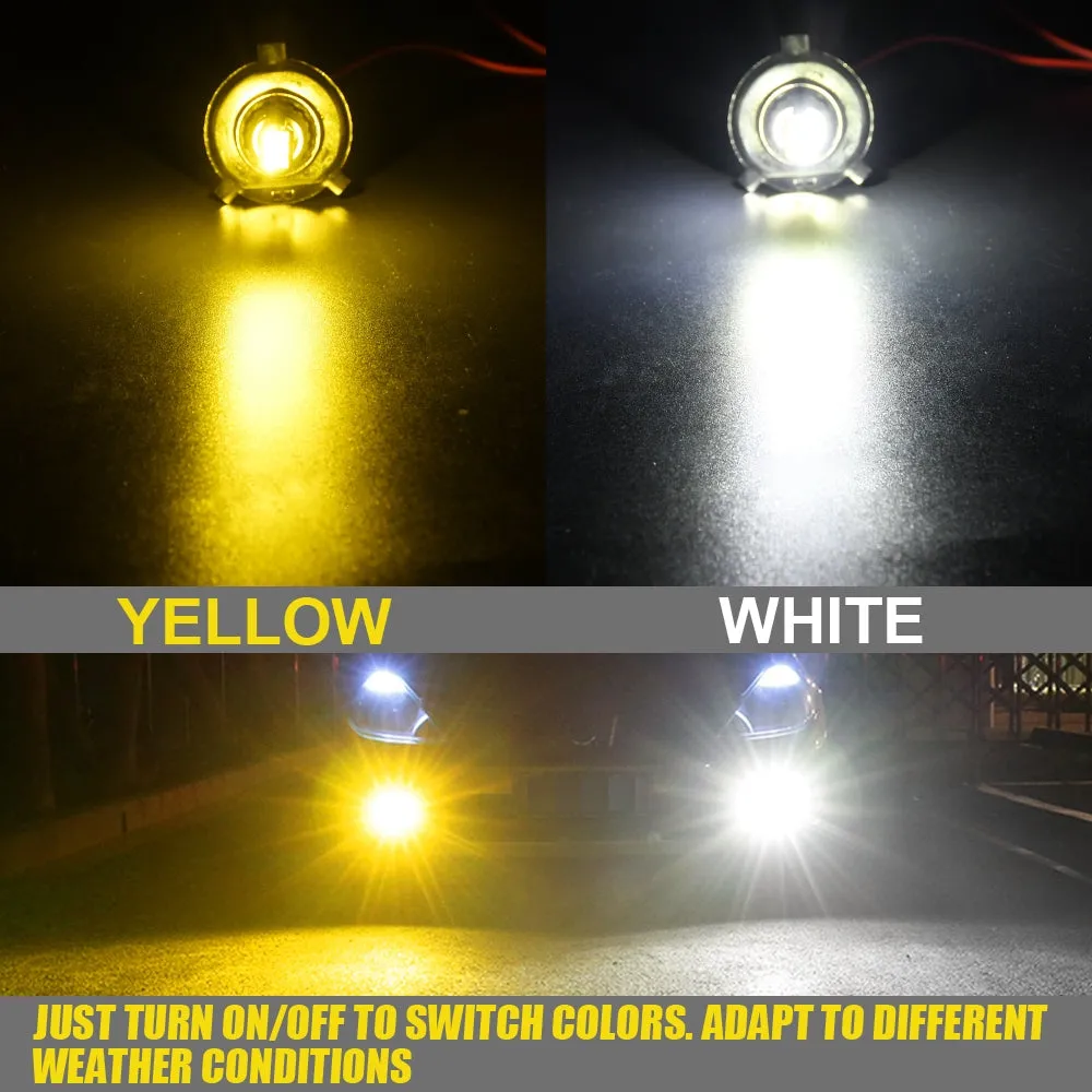 1 Pair Aluminum Car V6 High-brightness Dual-color Fog Lamp Car