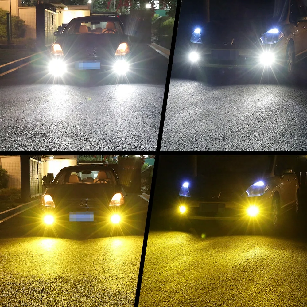 1 Pair Aluminum Car V6 High-brightness Dual-color Fog Lamp Car