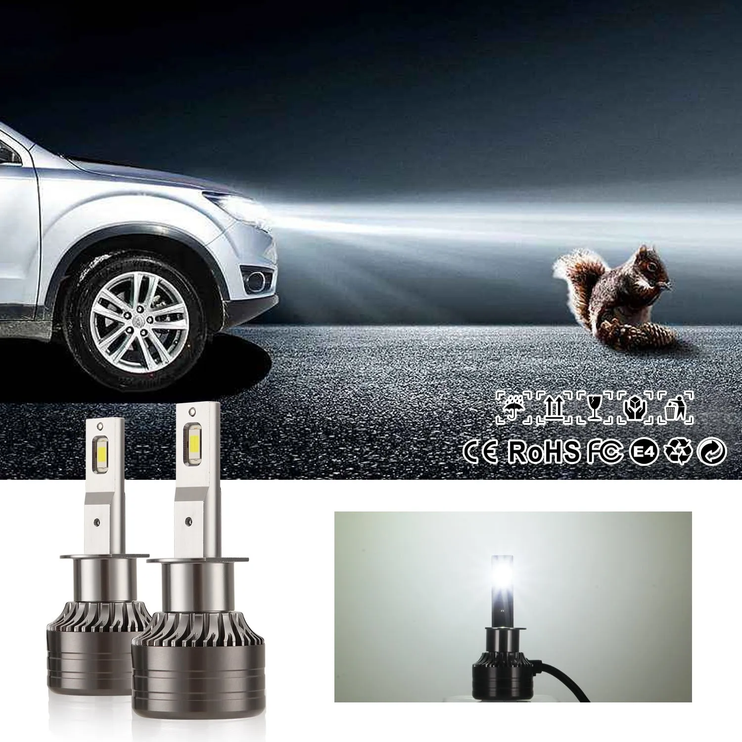 1 pair Car Headlamp LED Headlight Bulb 60W 6,000LM ZES-3575 LED