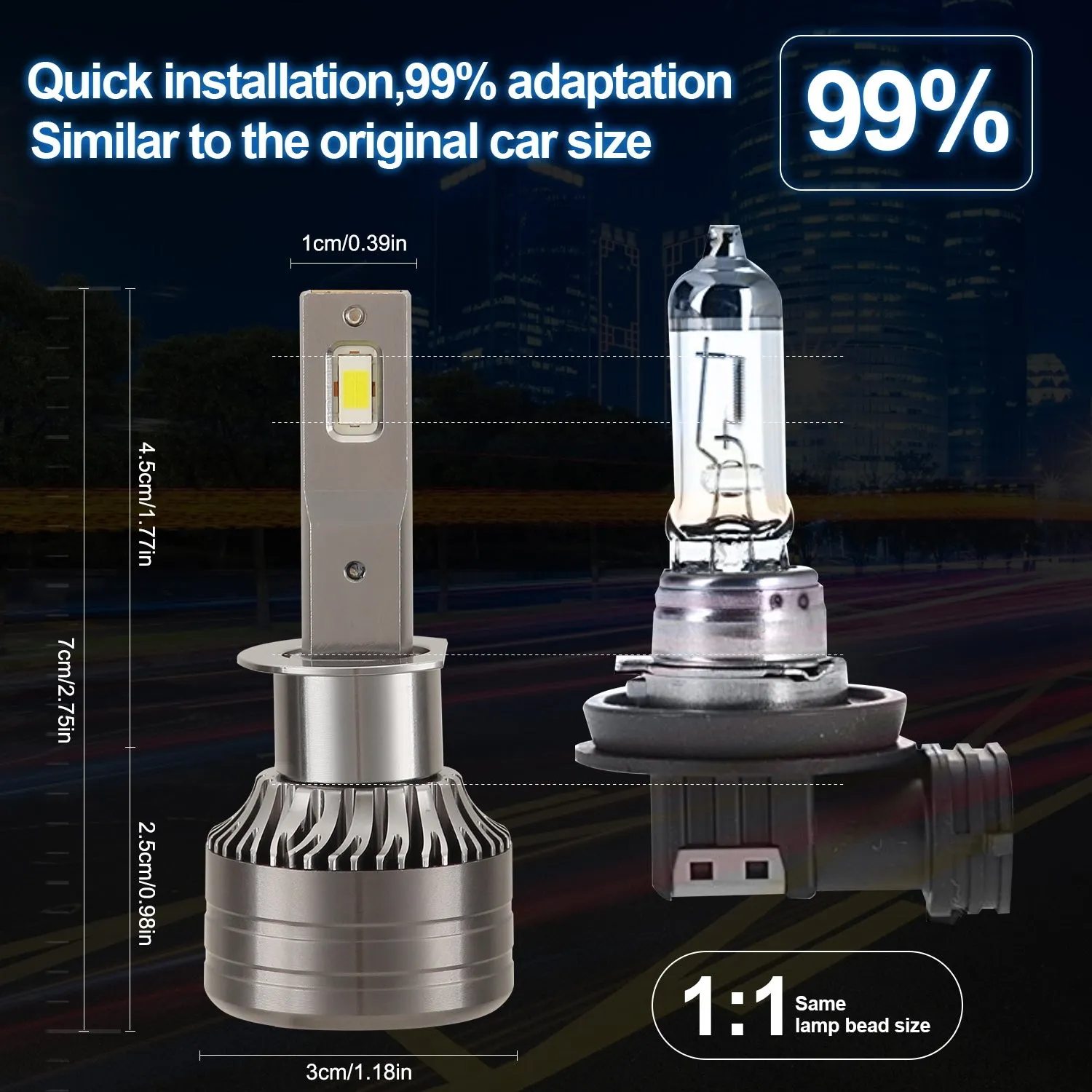 1 pair Car Headlamp LED Headlight Bulb 60W 6,000LM ZES-3575 LED