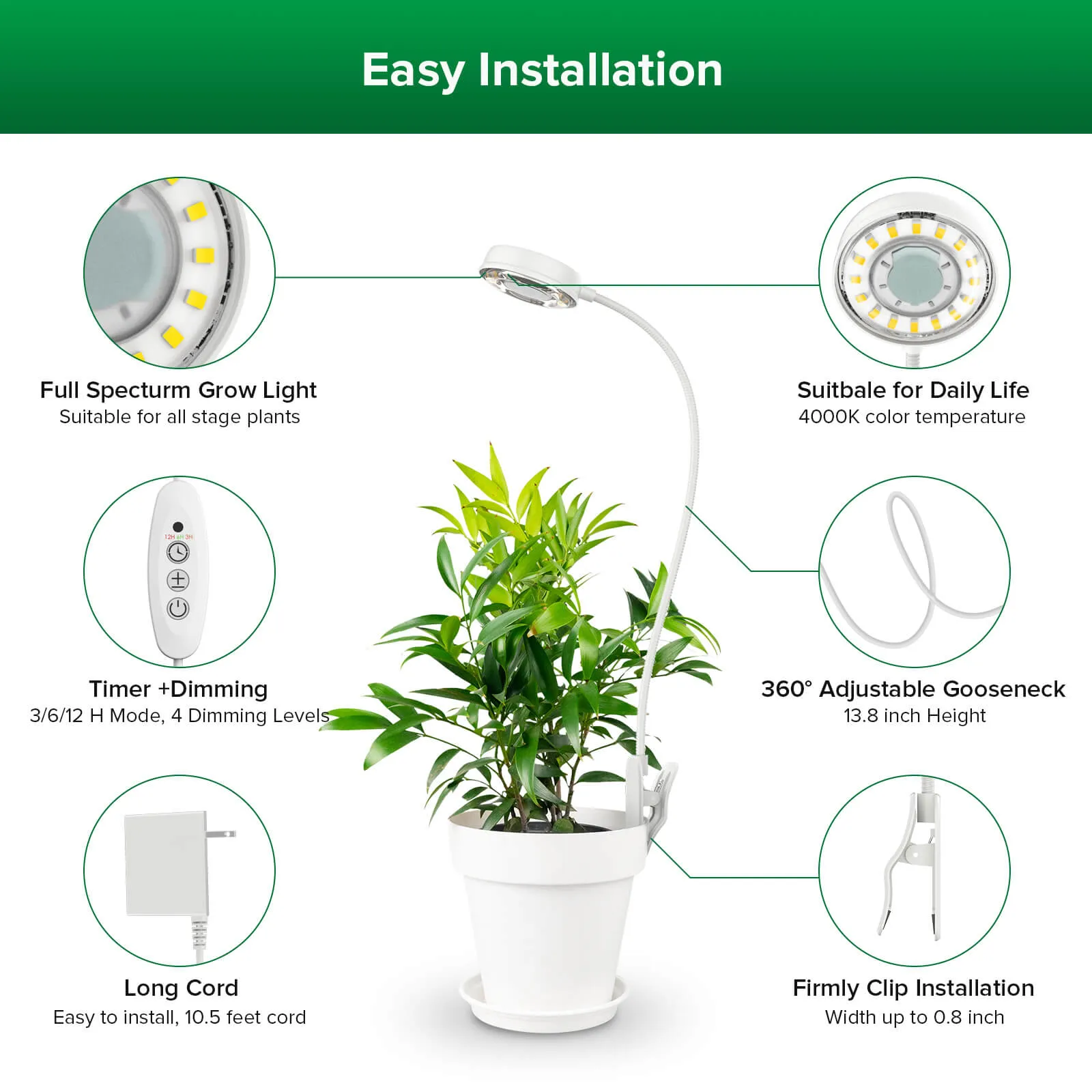10W Pot Clip Led Grow Light