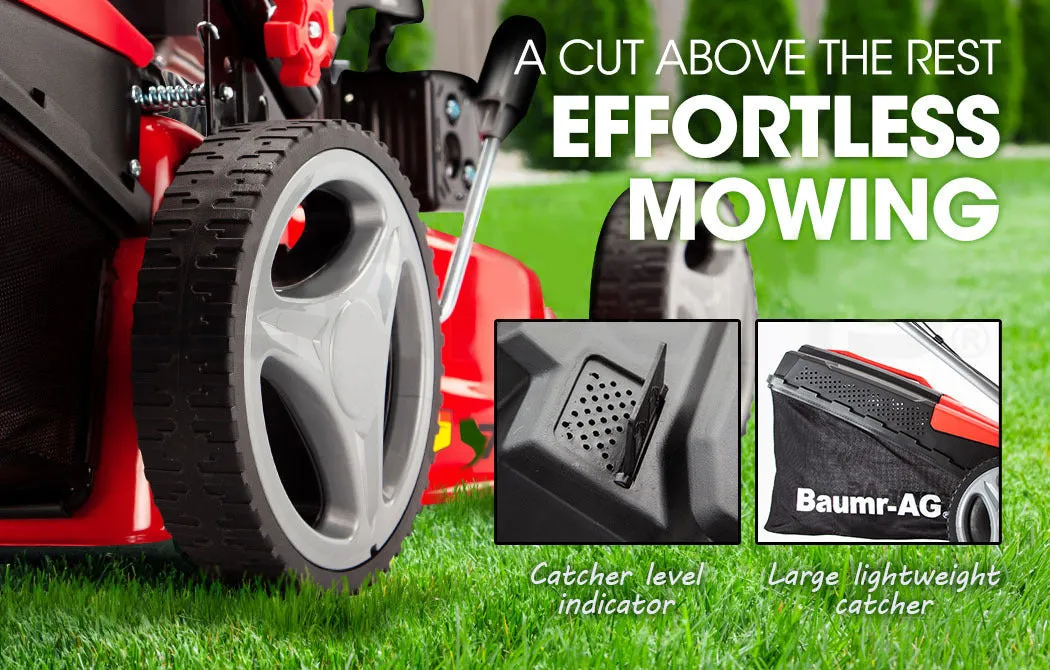 18" 175cc Self-Propelled 4-Stroke Lawn Mower, 7 Heights, Steel Deck - Baumr-AG