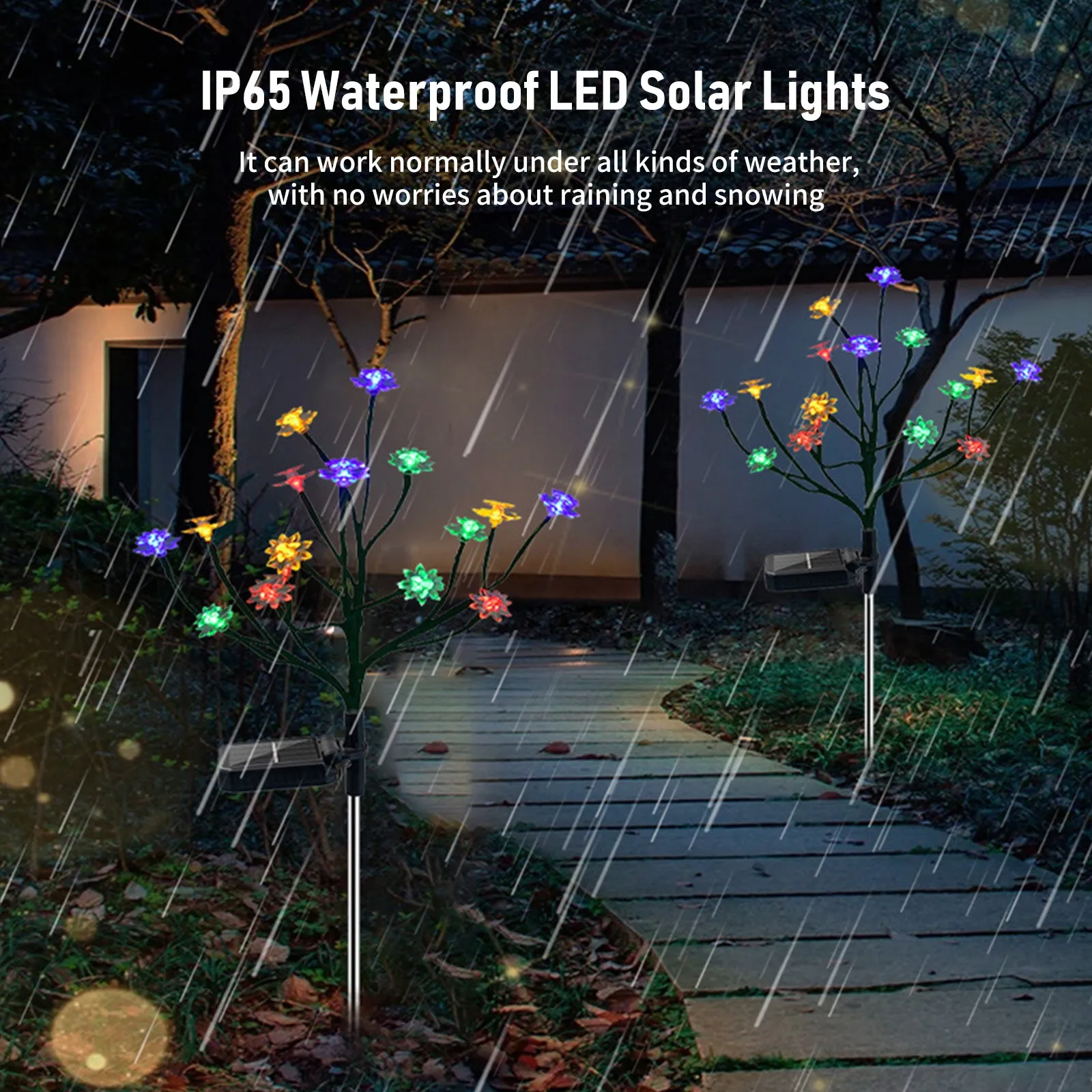 2 Pack Lotus shape LED Solar Lights