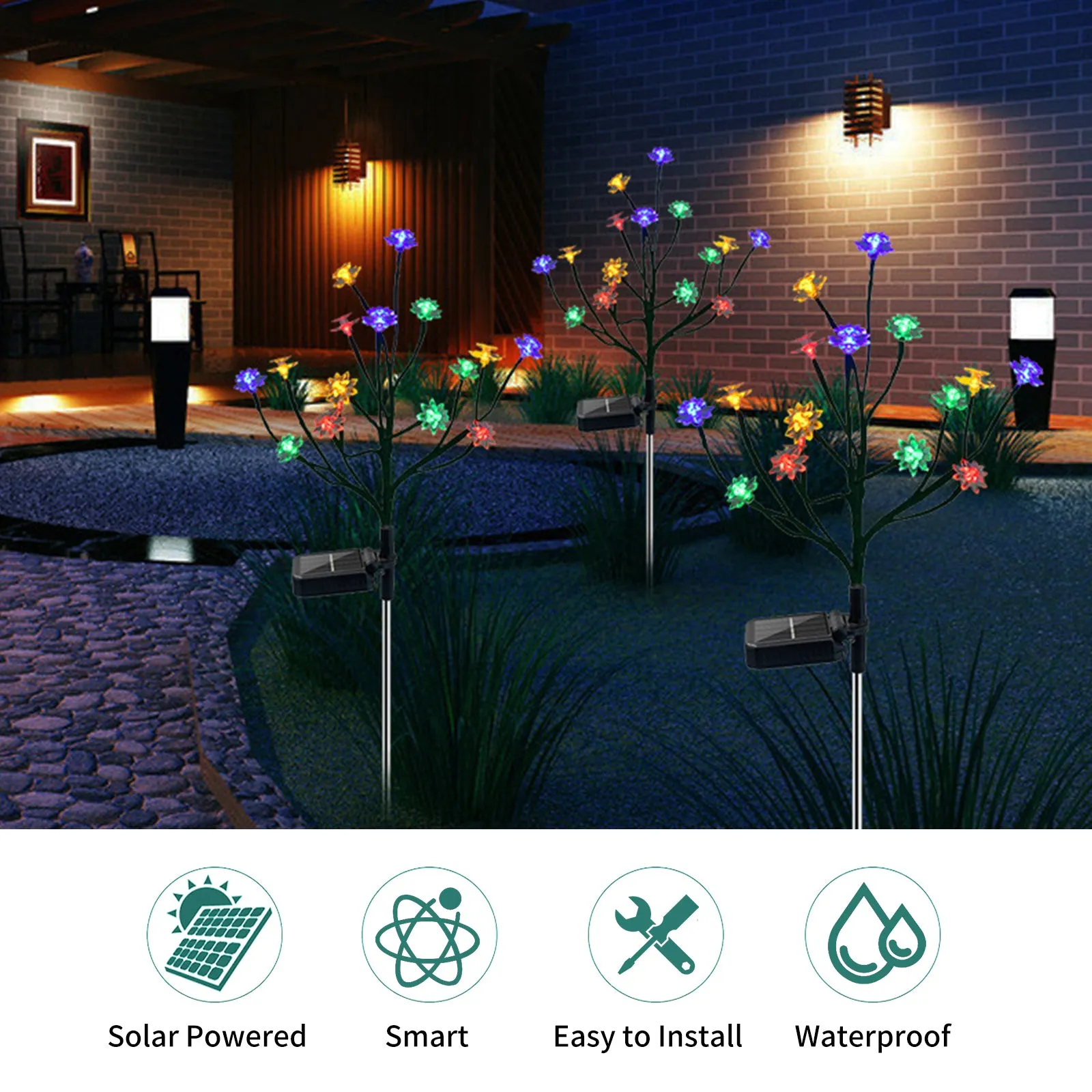 2 Pack Lotus shape LED Solar Lights