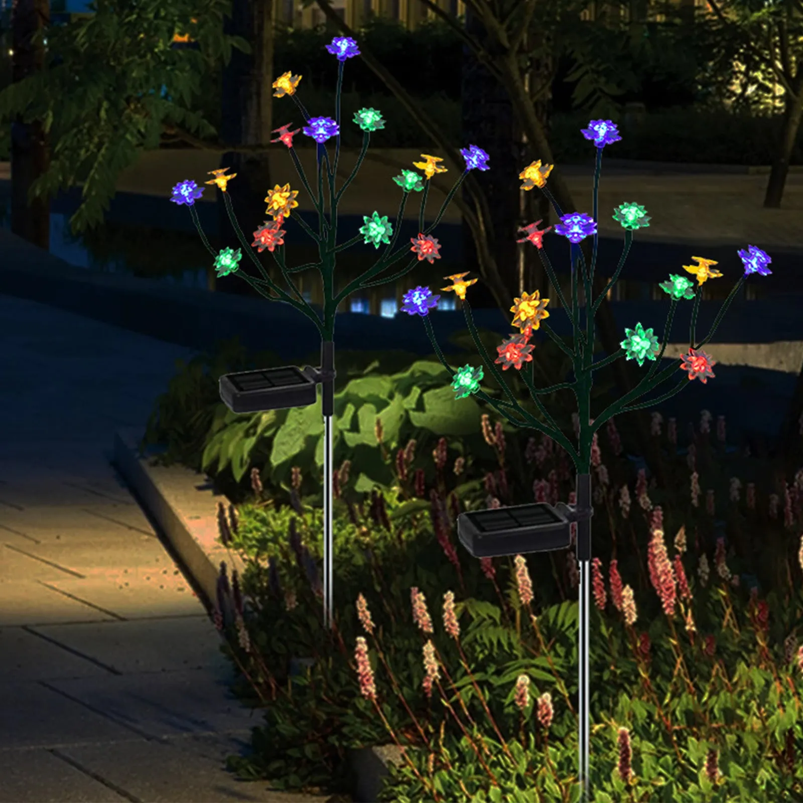 2 Pack Lotus shape LED Solar Lights