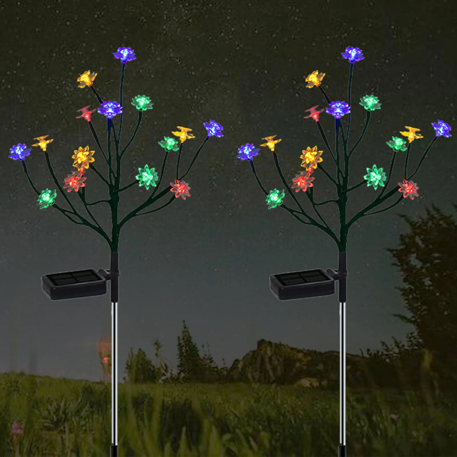 2 Pack Lotus shape LED Solar Lights