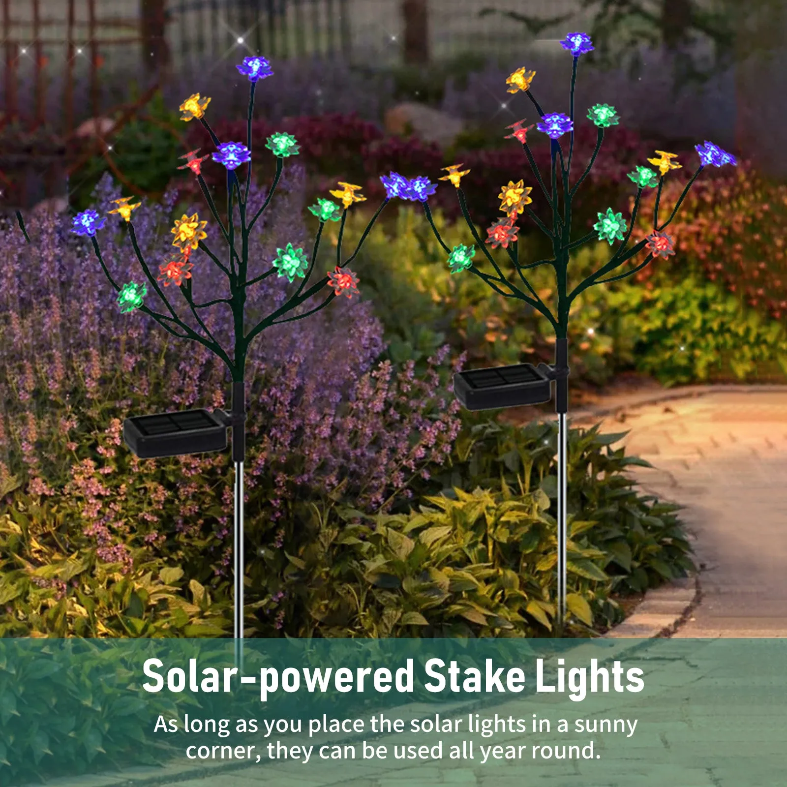 2 Pack Lotus shape LED Solar Lights