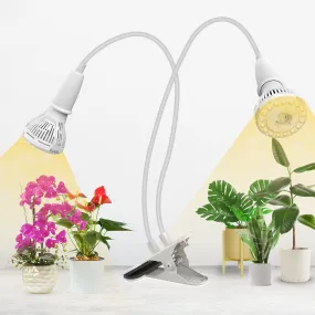 20-40W Adjustable Multi-Head Clip-on Grow Light (White Model)(2-Pack)
