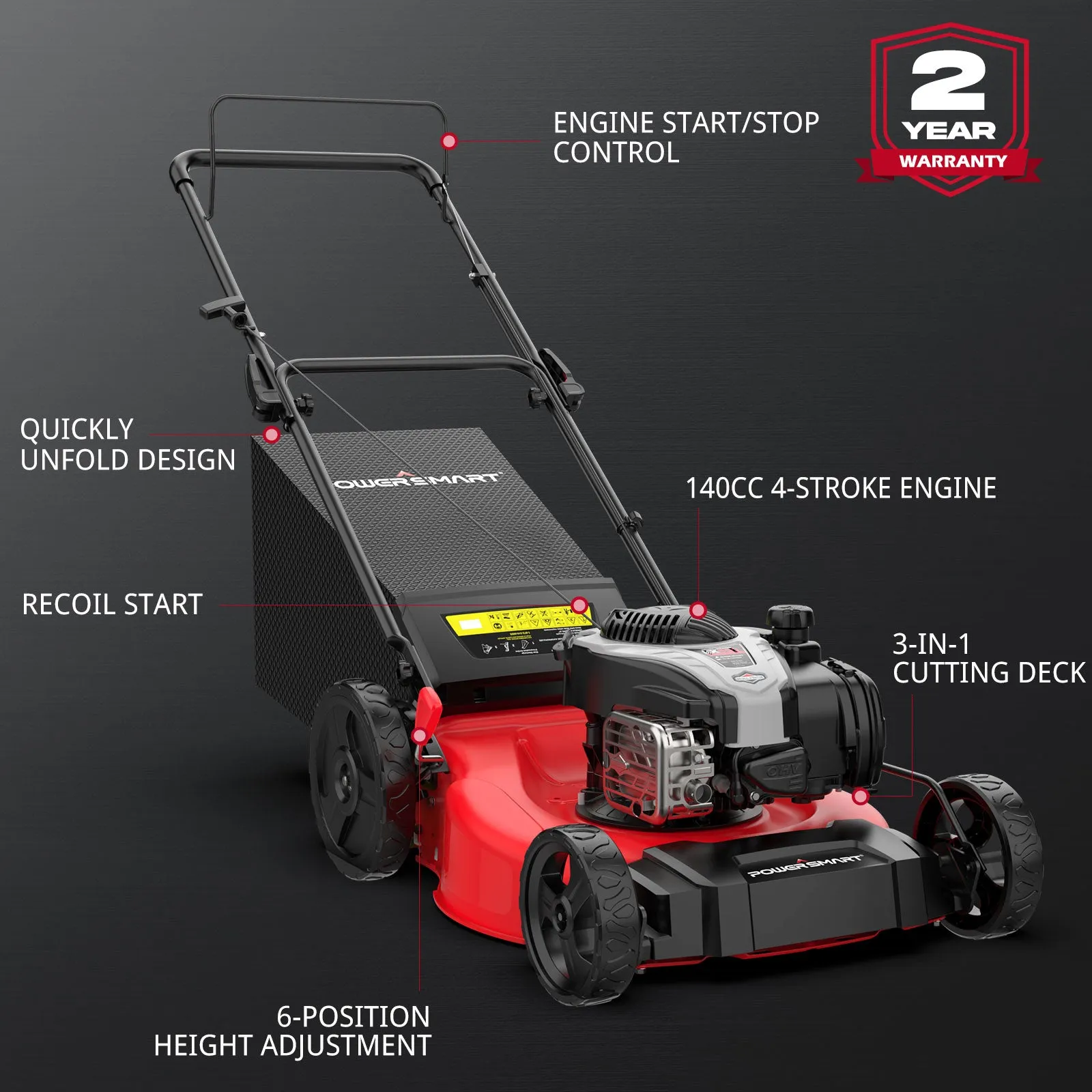 21" 140cc Gas Push Lawn Mower w/ B&S 550EX Engine B8721P