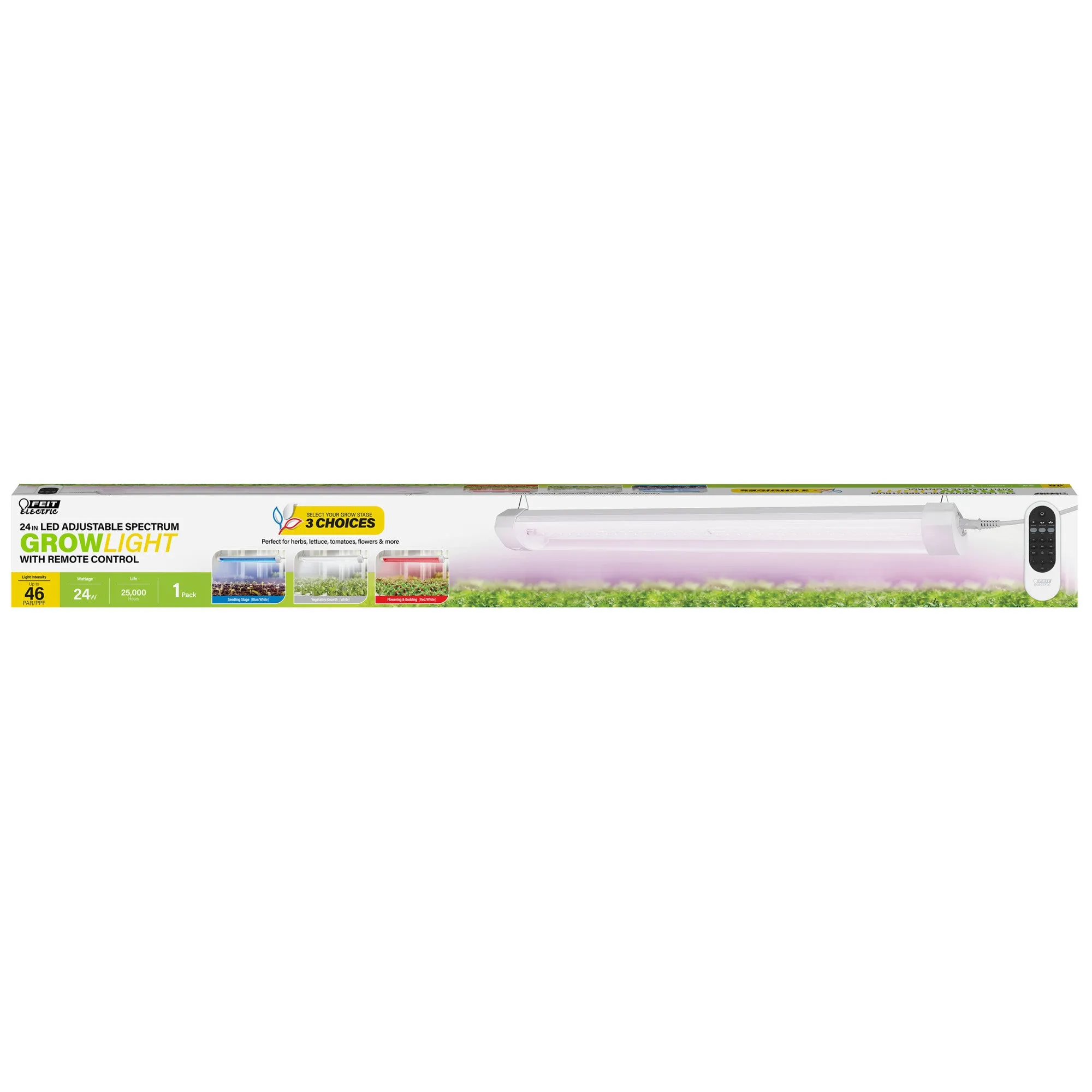 24 in. 24W Adjustable Spectrum LED Grow Light with Remote Control