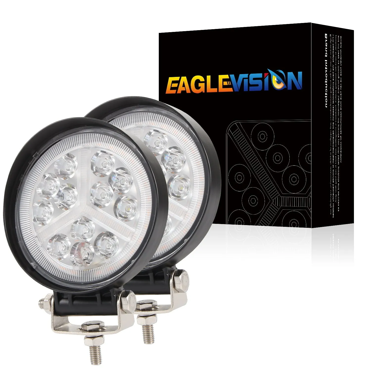 2pcs 4 Inch Round Led Work Lights 12V 24V for 4x4 Offroad Car