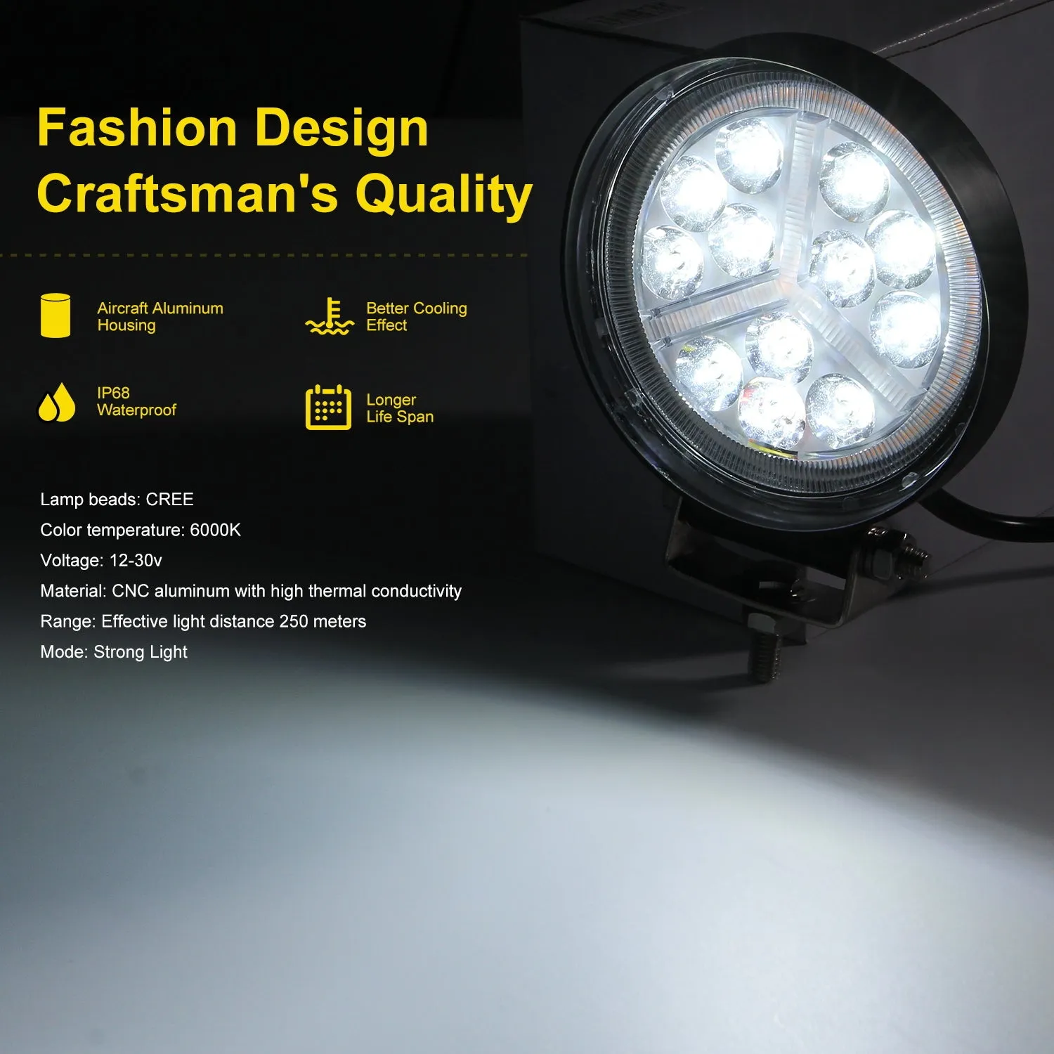 2pcs 4 Inch Round Led Work Lights 12V 24V for 4x4 Offroad Car
