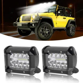 2PCS 4" 60W Upgraded LED Work Light Bar Highlight Spotlights Suv