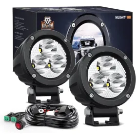 3 Inch 15W 1550LM Spot Round Built-in EMC LED Work Lights (Pair) | 16AWG DT Wire