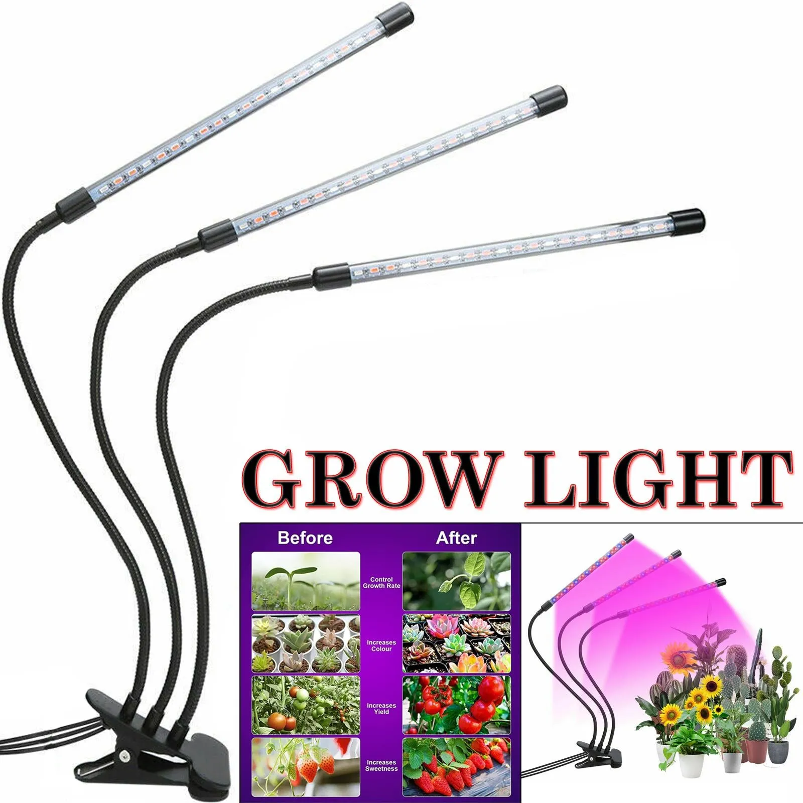 360° Adjustable Grow Light for Indoor Plants - 10/20/30 Pack
