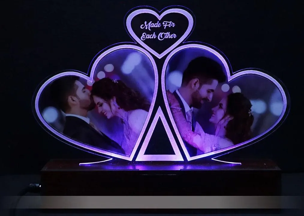 3D Acrylic Heart Multi-Led Table Lamp