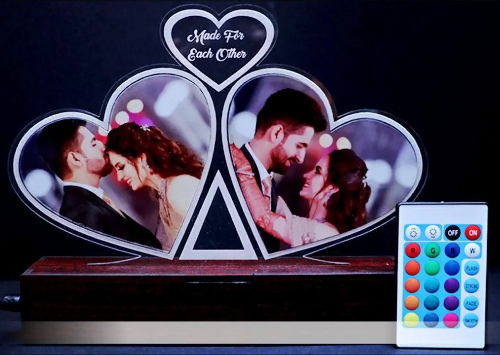 3D Acrylic Heart Multi-Led Table Lamp