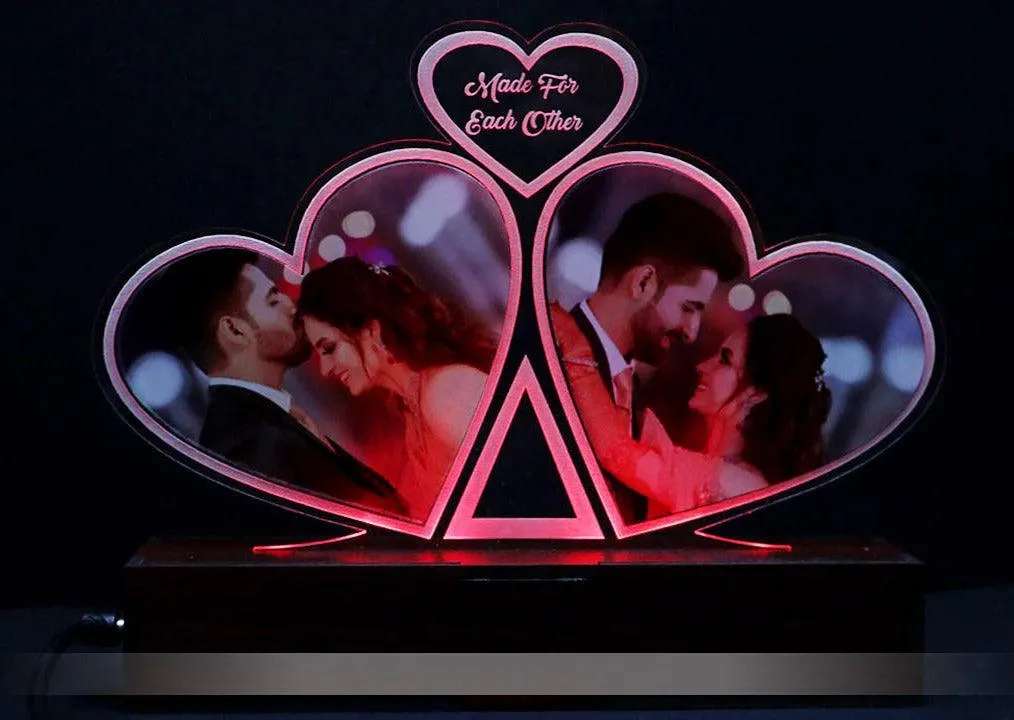 3D Acrylic Heart Multi-Led Table Lamp