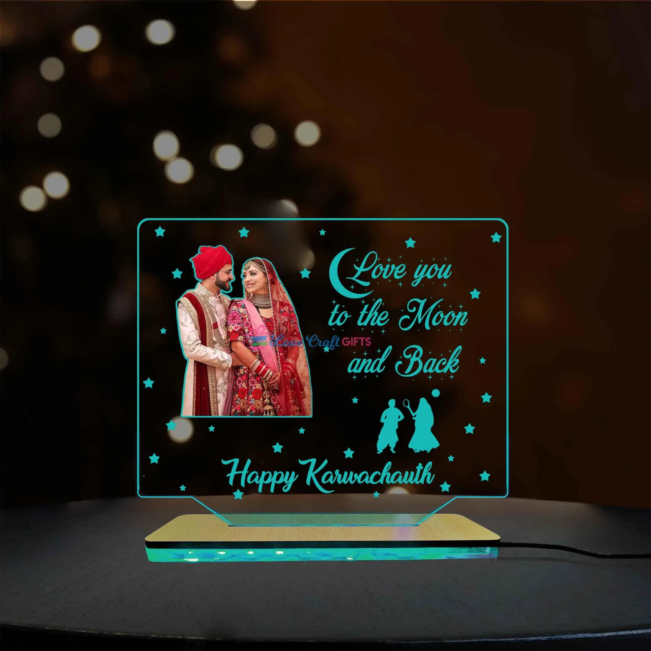 3D Acrylic Multi-Led Table Lamp For Karwa Chauth
