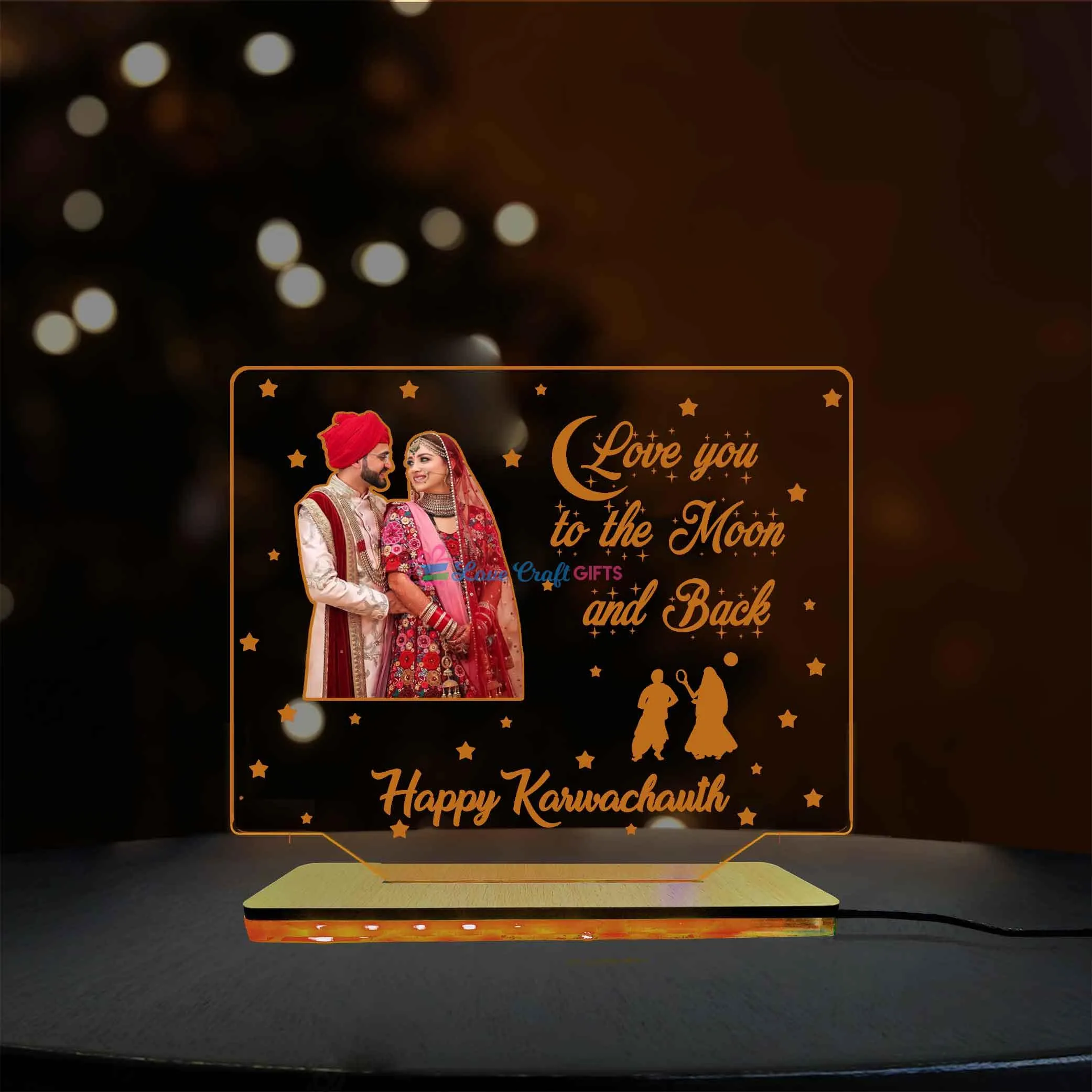3D Acrylic Multi-Led Table Lamp For Karwa Chauth
