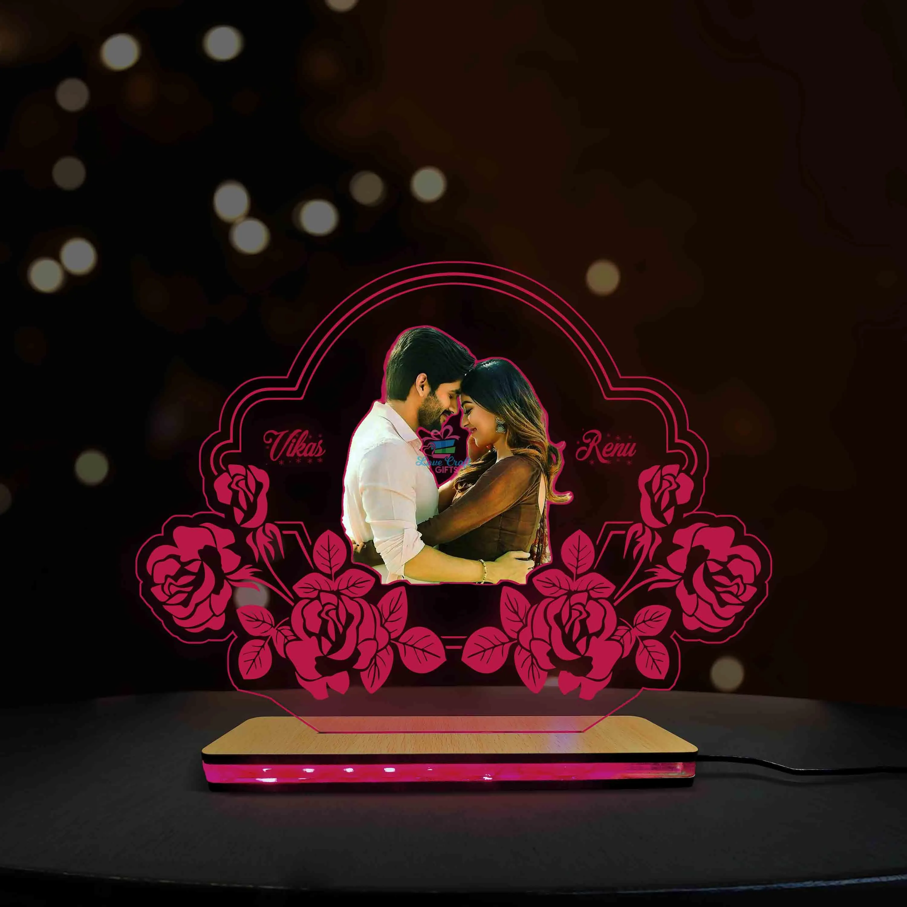 3D Acrylic Multi-Led Table Lamp For Love Partners