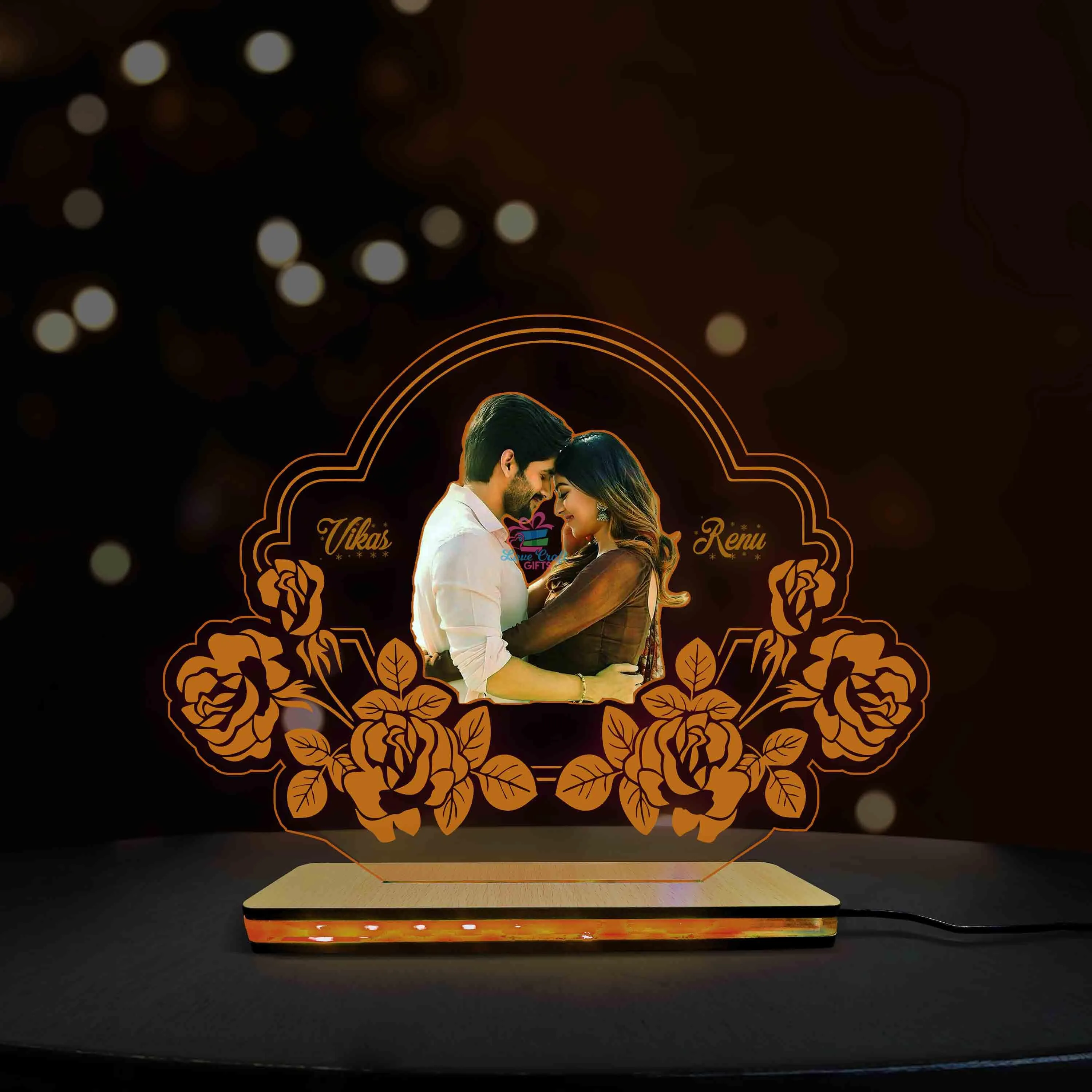 3D Acrylic Multi-Led Table Lamp For Love Partners