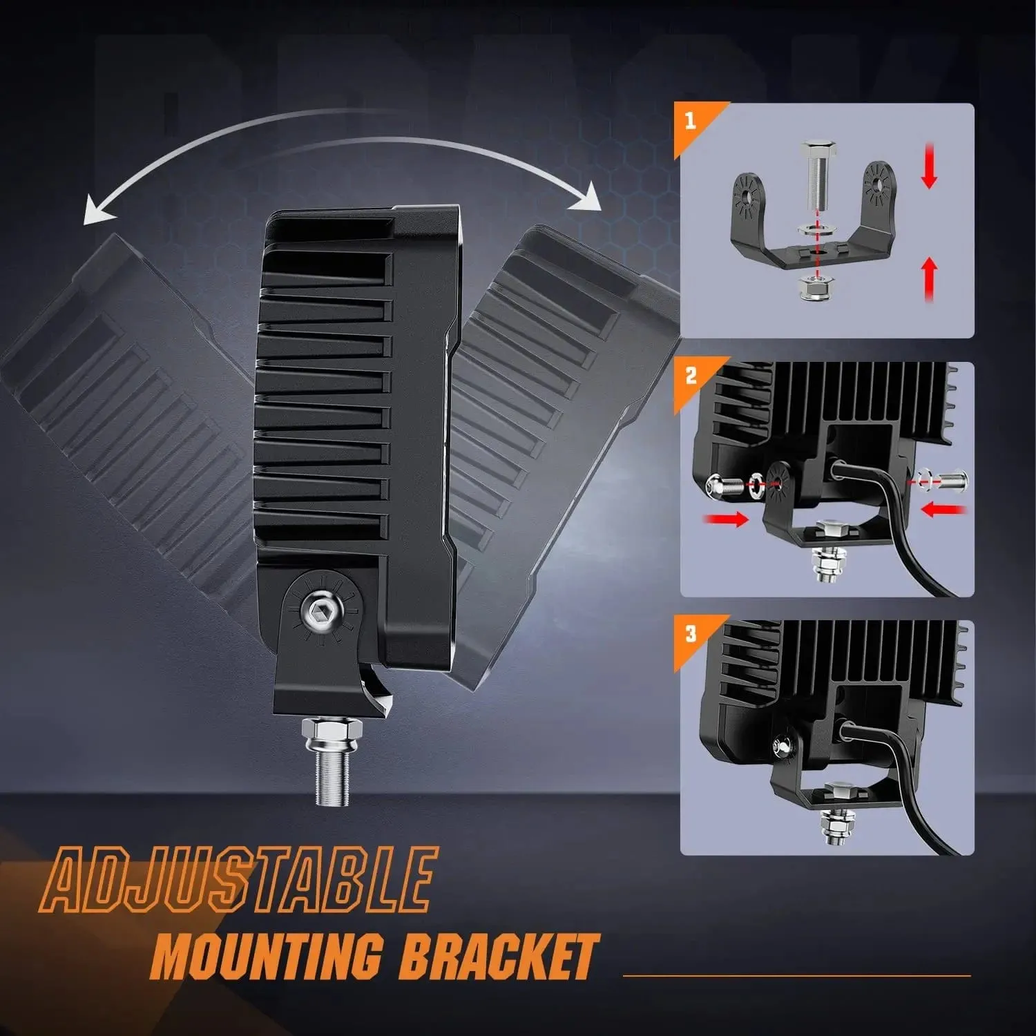 4.4 Inch 48W 4780LM Square Flood Built-in EMC LED Work Lights (Pair)