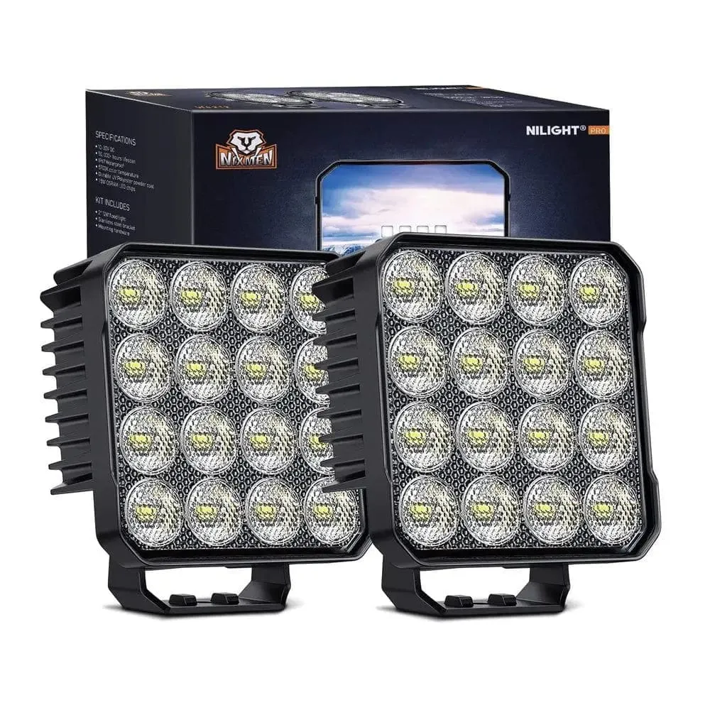 4.4 Inch 48W 4780LM Square Flood Built-in EMC LED Work Lights (Pair)