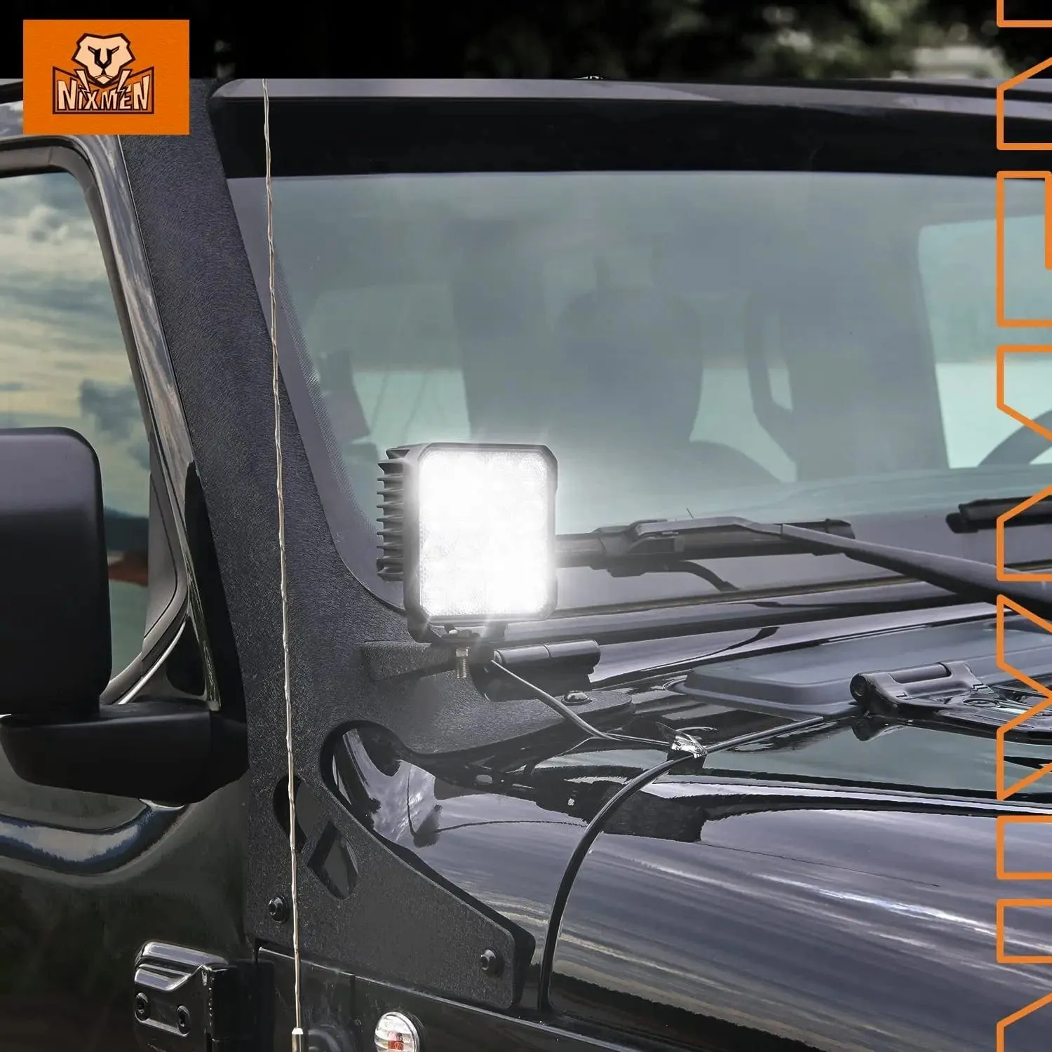 4.4 Inch 48W 4780LM Square Flood Built-in EMC LED Work Lights (Pair)