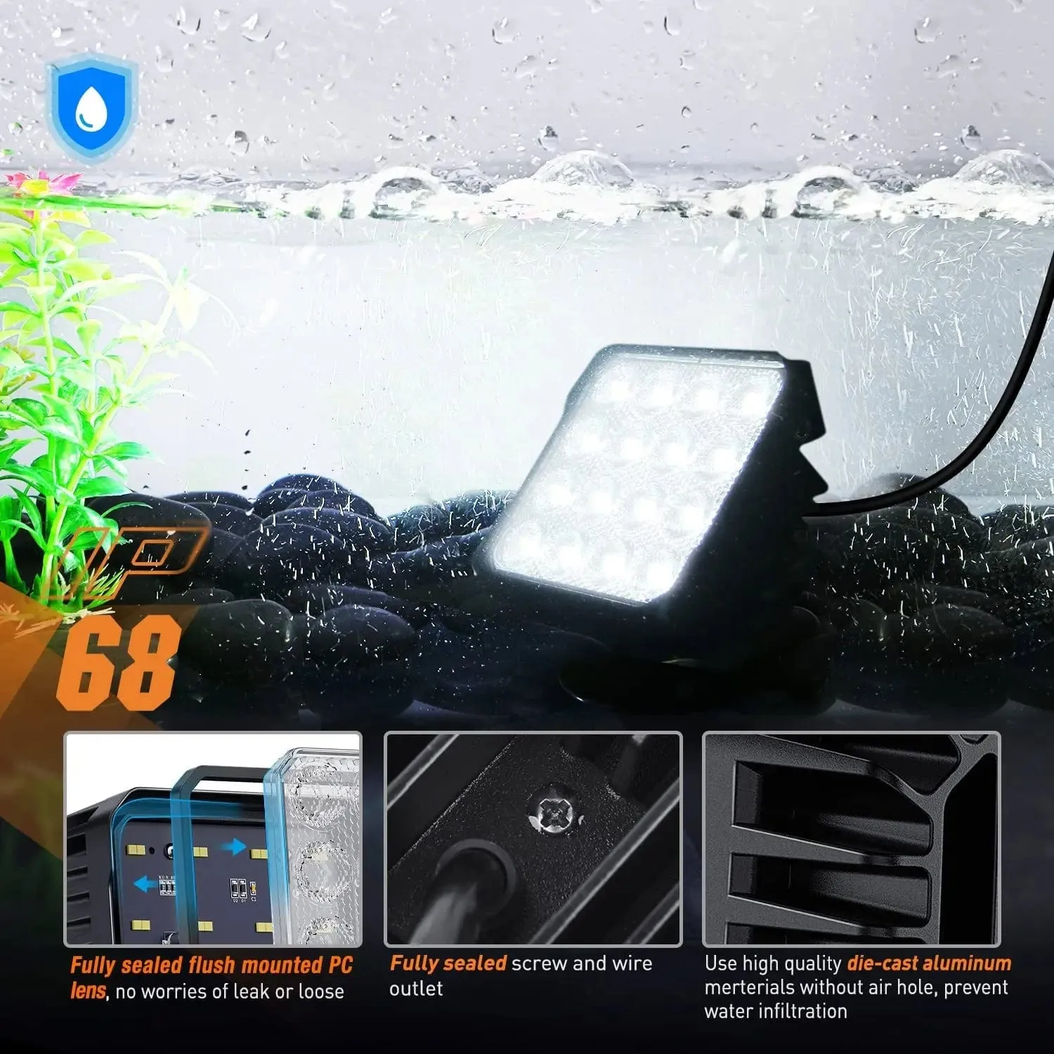 4.4 Inch 48W 4780LM Square Flood Built-in EMC LED Work Lights (Pair)