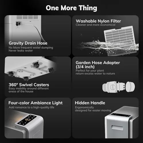 4500 Sq.Ft Most Efficient Energy Star 2024 Dehumidifier,AEOCKY 52 Pint Smart Compressor Dehumidifier with Drain Hose, Intelligent Humidistat,for Basement, Large Room, Bedroom, Home, Bathroom, RV, Boat