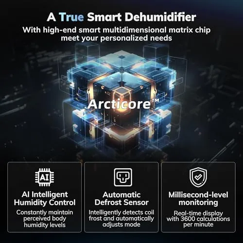 4500 Sq.Ft Most Efficient Energy Star 2024 Dehumidifier,AEOCKY 52 Pint Smart Compressor Dehumidifier with Drain Hose, Intelligent Humidistat,for Basement, Large Room, Bedroom, Home, Bathroom, RV, Boat