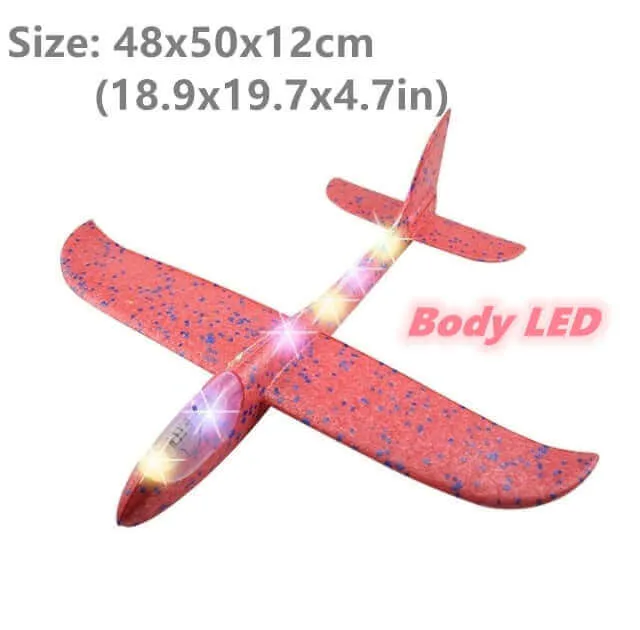 50CM Foam Glider Airplane Toy with LED Lights - Hand Throw Outdoor Fun for Kids
