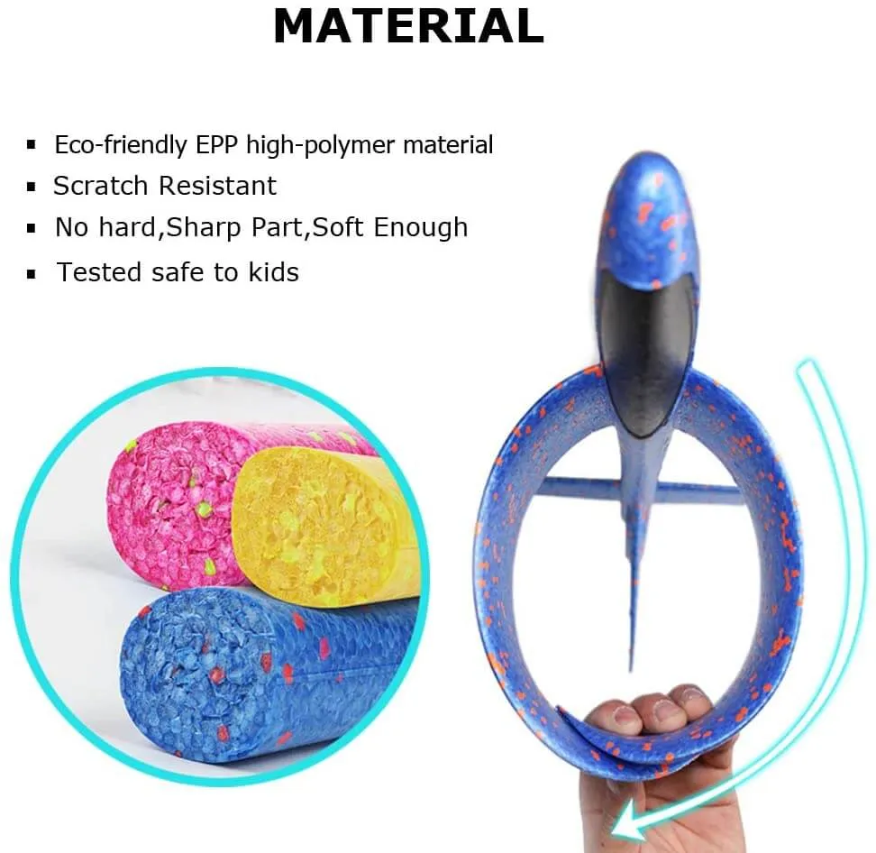 50CM Foam Glider Airplane Toy with LED Lights - Hand Throw Outdoor Fun for Kids