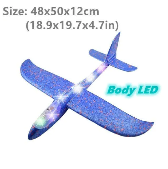 50CM Foam Glider Airplane Toy with LED Lights - Hand Throw Outdoor Fun for Kids