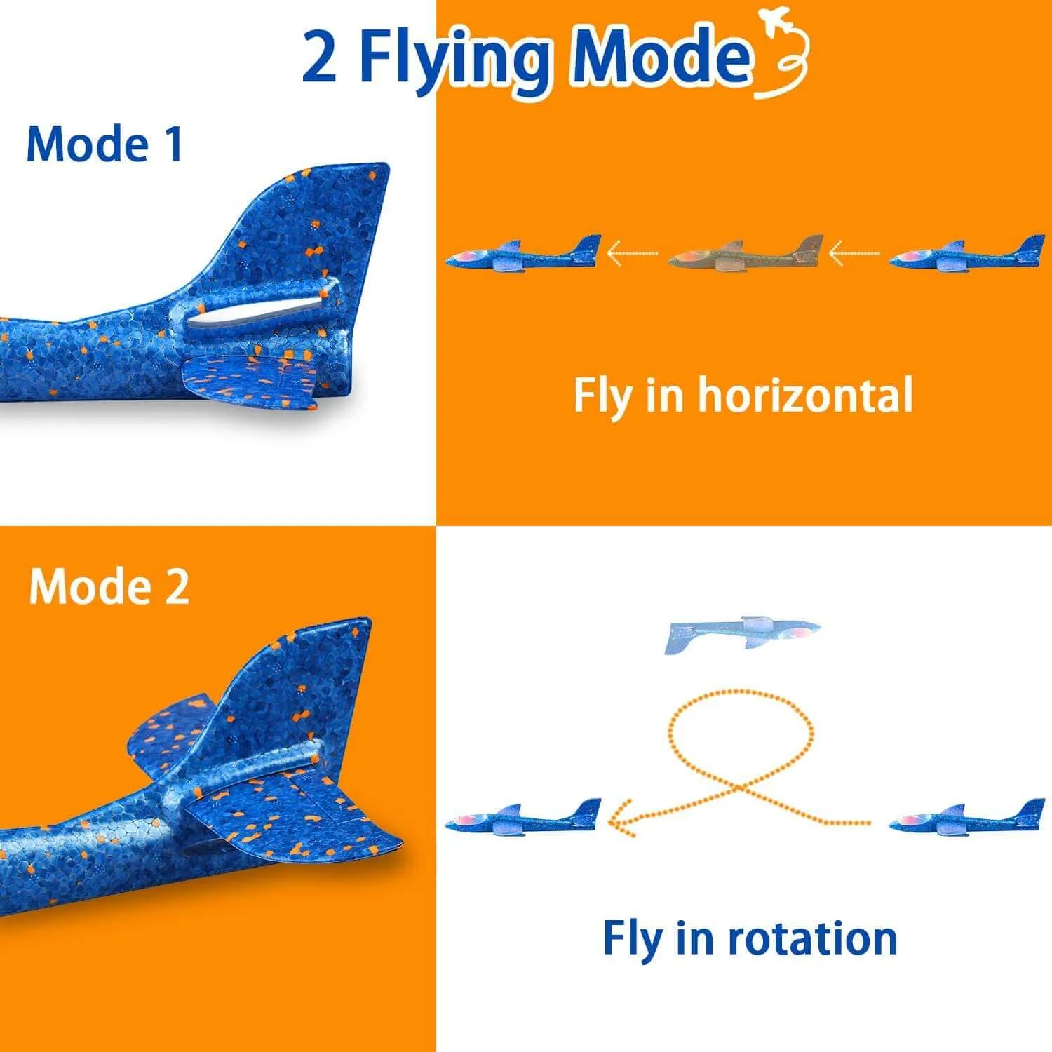 50CM Foam Glider Airplane Toy with LED Lights - Hand Throw Outdoor Fun for Kids