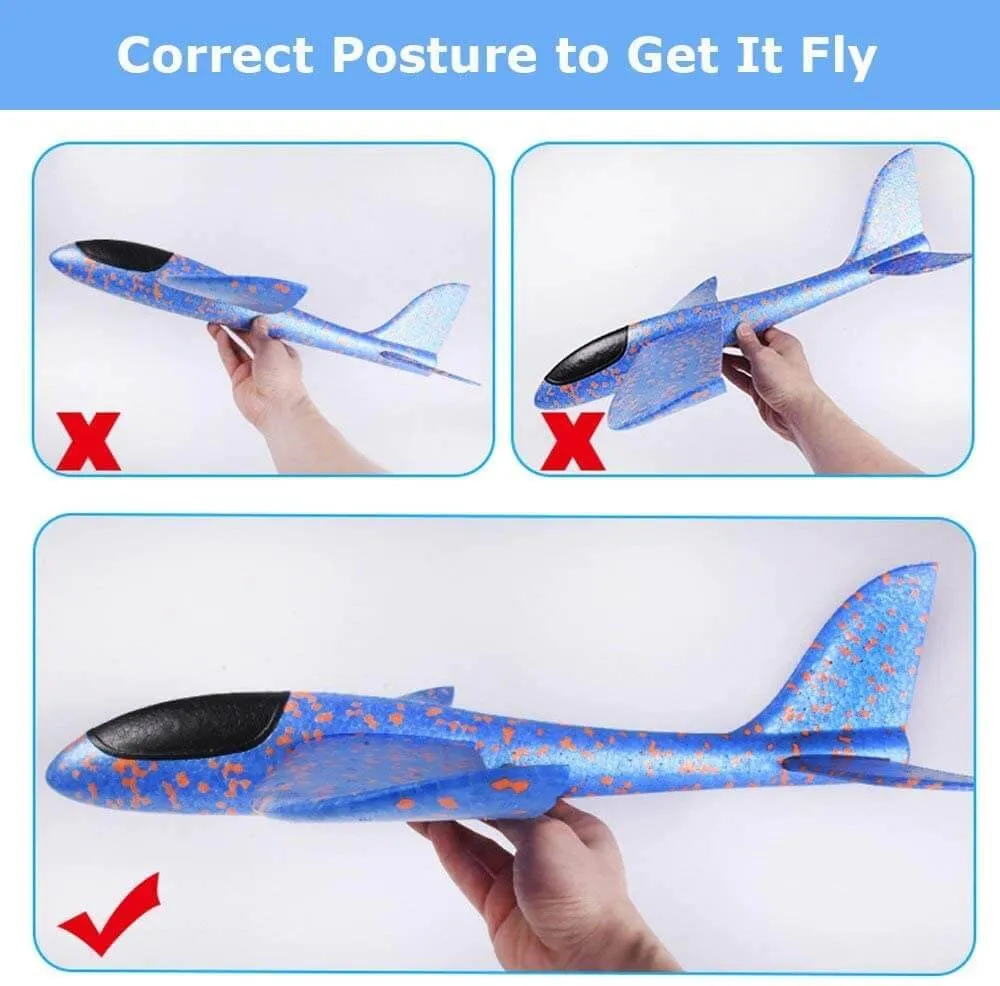 50CM Foam Glider Airplane Toy with LED Lights - Hand Throw Outdoor Fun for Kids