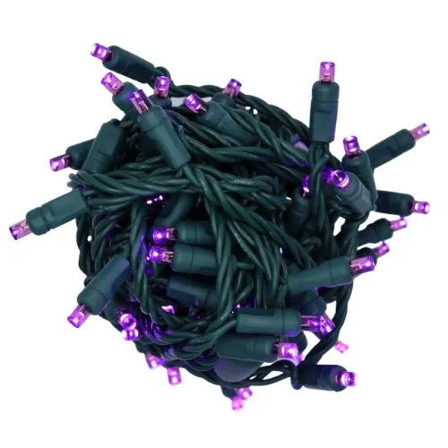 5MM LED Twinkle Mini Lights - 6" Spacing 50 Light on Green Wire - Case of 25
