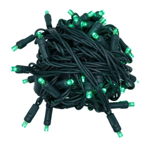 5MM LED Twinkle Mini Lights - 6" Spacing 50 Light on Green Wire - Case of 25