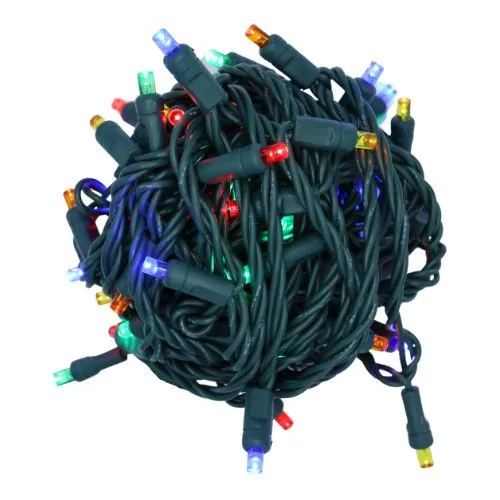 5MM LED Twinkle Mini Lights - 6" Spacing 50 Light on Green Wire - Case of 25
