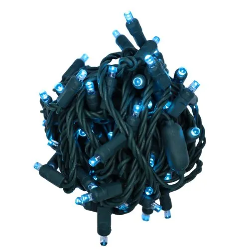 5MM LED Twinkle Mini Lights - 6" Spacing 50 Light on Green Wire - Case of 25