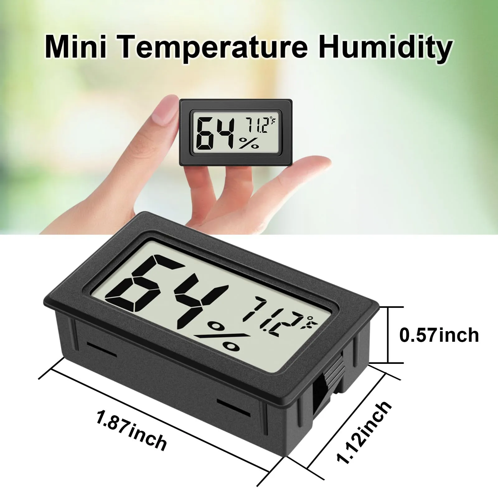 6-Pack Mini Hygrometer Indoor Humidity Meter, Mini Digital Thermometer Humidity Gauge Meter, Indoor Thermometer Hygrometer Monitor Fahrenheit (℉) for Humidors, Reptile Thermostat, Jars Reptile, Fridge
