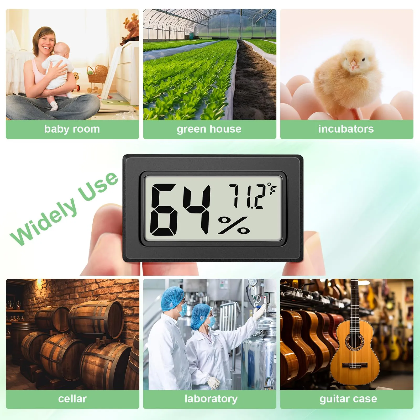 6-Pack Mini Hygrometer Indoor Humidity Meter, Mini Digital Thermometer Humidity Gauge Meter, Indoor Thermometer Hygrometer Monitor Fahrenheit (℉) for Humidors, Reptile Thermostat, Jars Reptile, Fridge