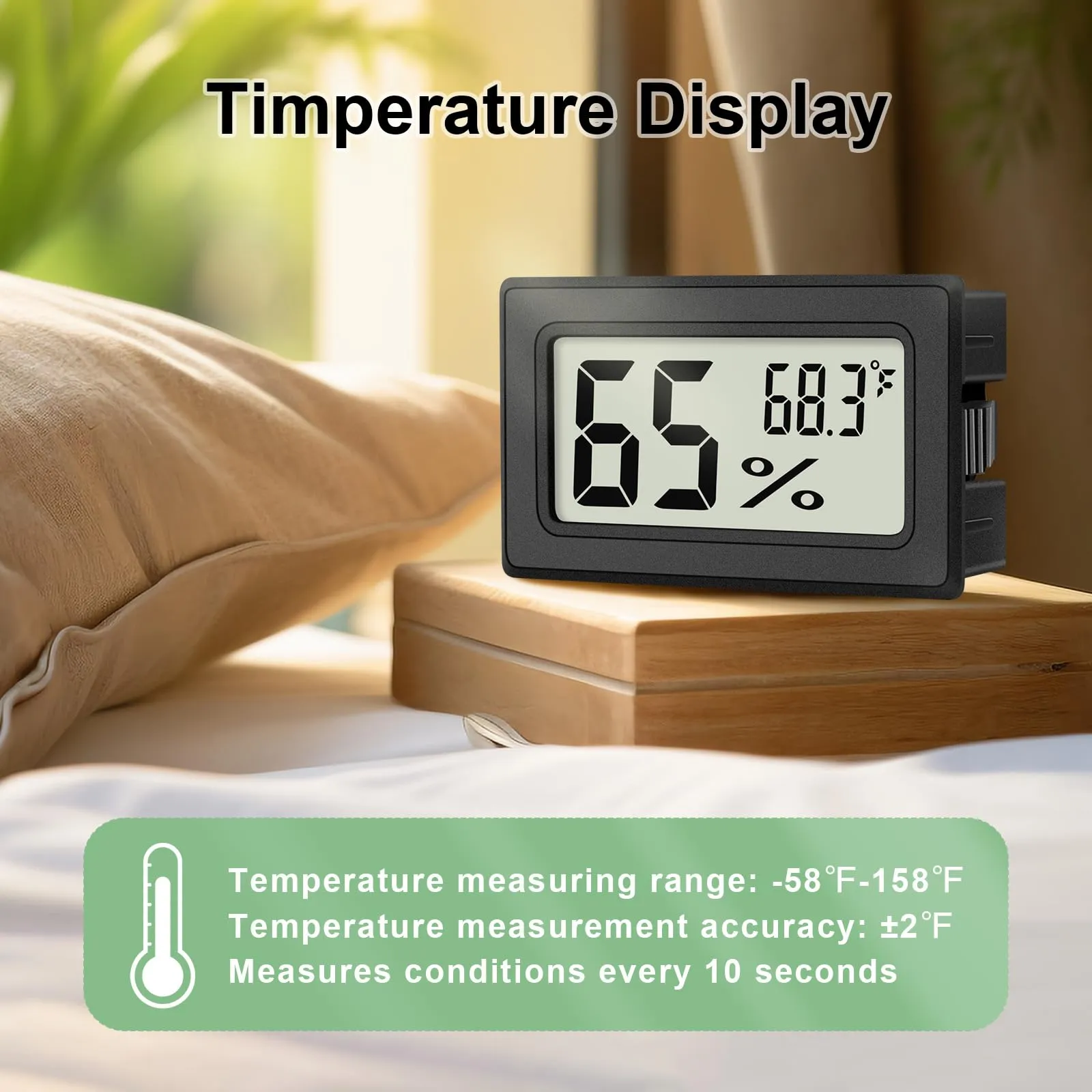 6-Pack Mini Hygrometer Indoor Humidity Meter, Mini Digital Thermometer Humidity Gauge Meter, Indoor Thermometer Hygrometer Monitor Fahrenheit (℉) for Humidors, Reptile Thermostat, Jars Reptile, Fridge