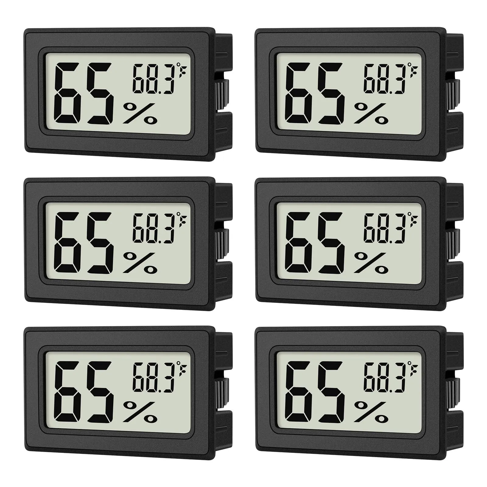 6-Pack Mini Hygrometer Indoor Humidity Meter, Mini Digital Thermometer Humidity Gauge Meter, Indoor Thermometer Hygrometer Monitor Fahrenheit (℉) for Humidors, Reptile Thermostat, Jars Reptile, Fridge