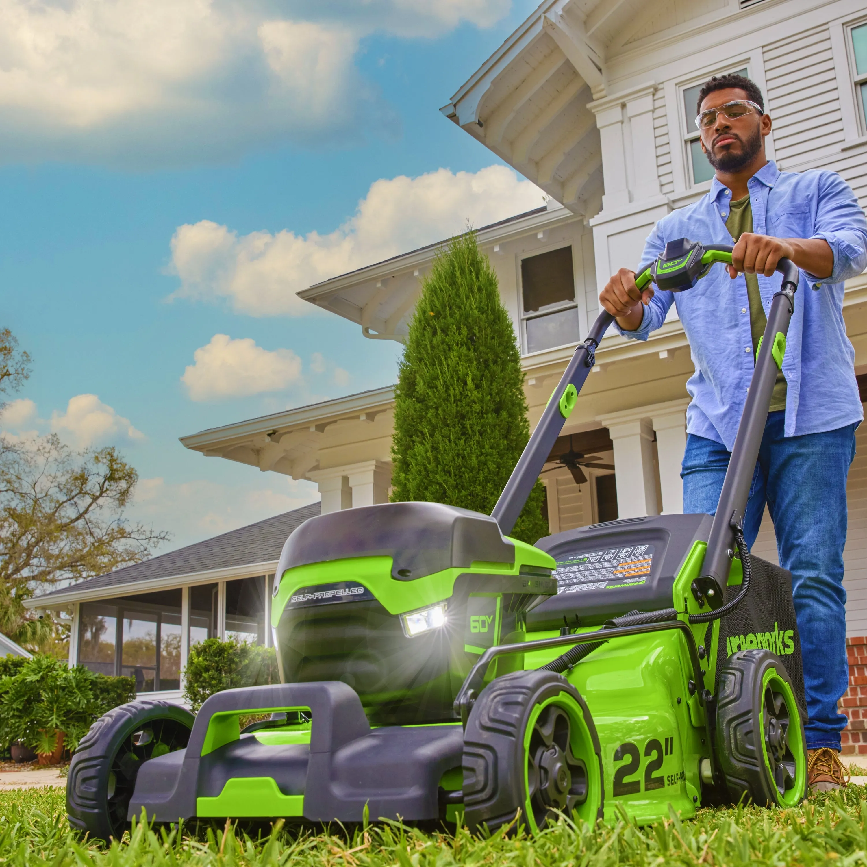 60V 22" Cordless Battery Self-Propelled Lawn Mower w/ 8.0Ah Battery & 6A Charger