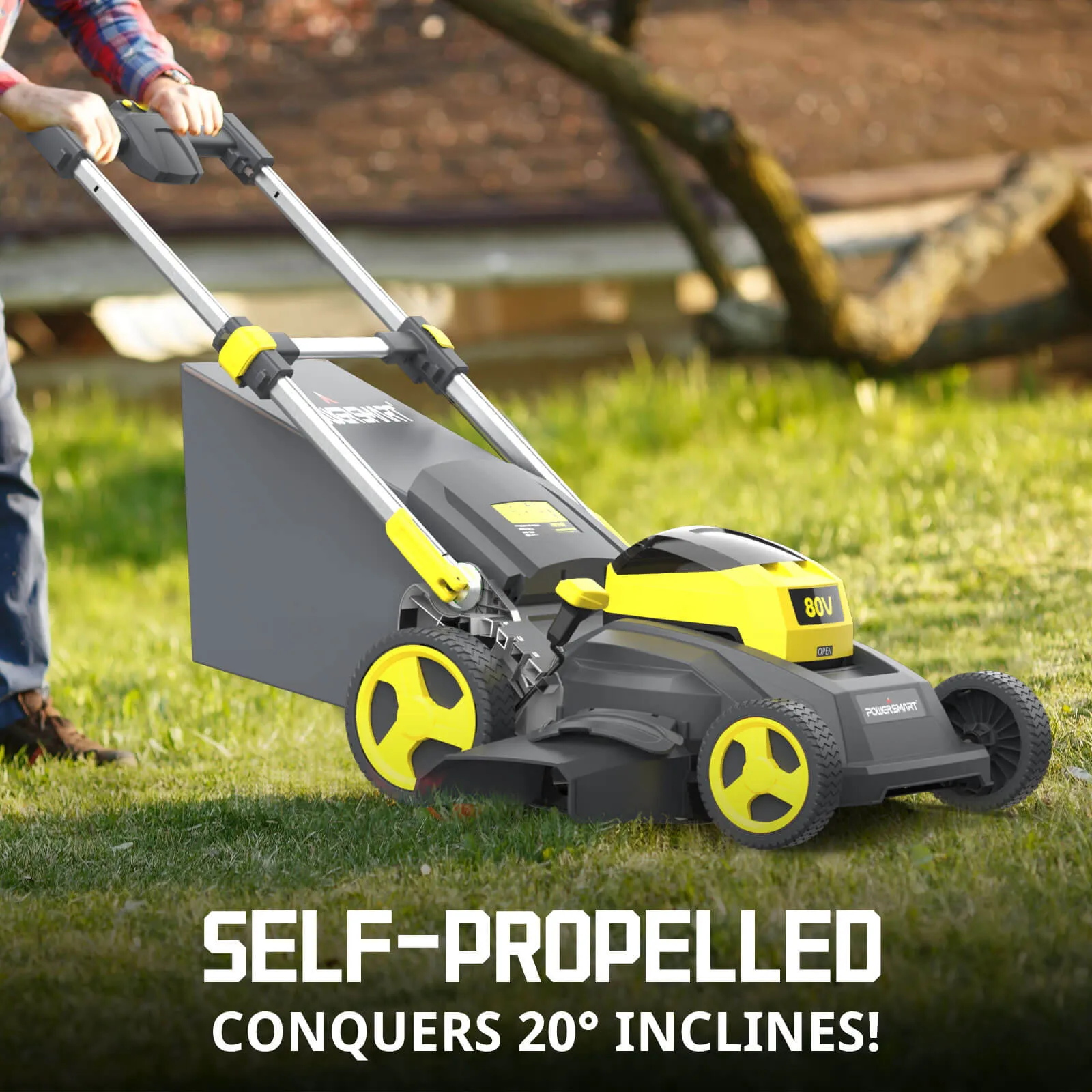 80V 26" Brushless Cordless Self-Propelled Lawn Mower Yellow w/ Battery & Charger PS76826