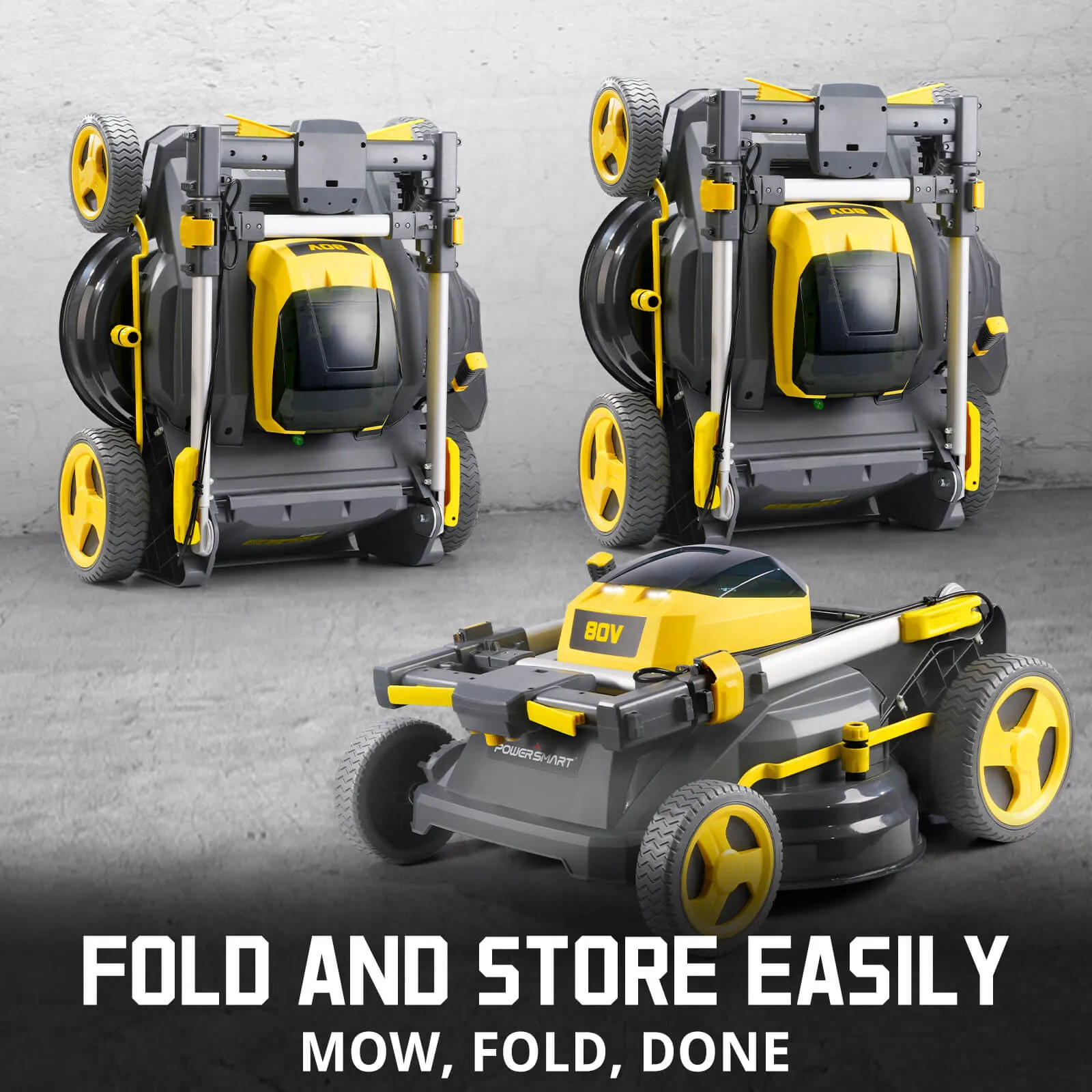 80V 26" Brushless Cordless Self-Propelled Lawn Mower Yellow w/ Battery & Charger PS76826